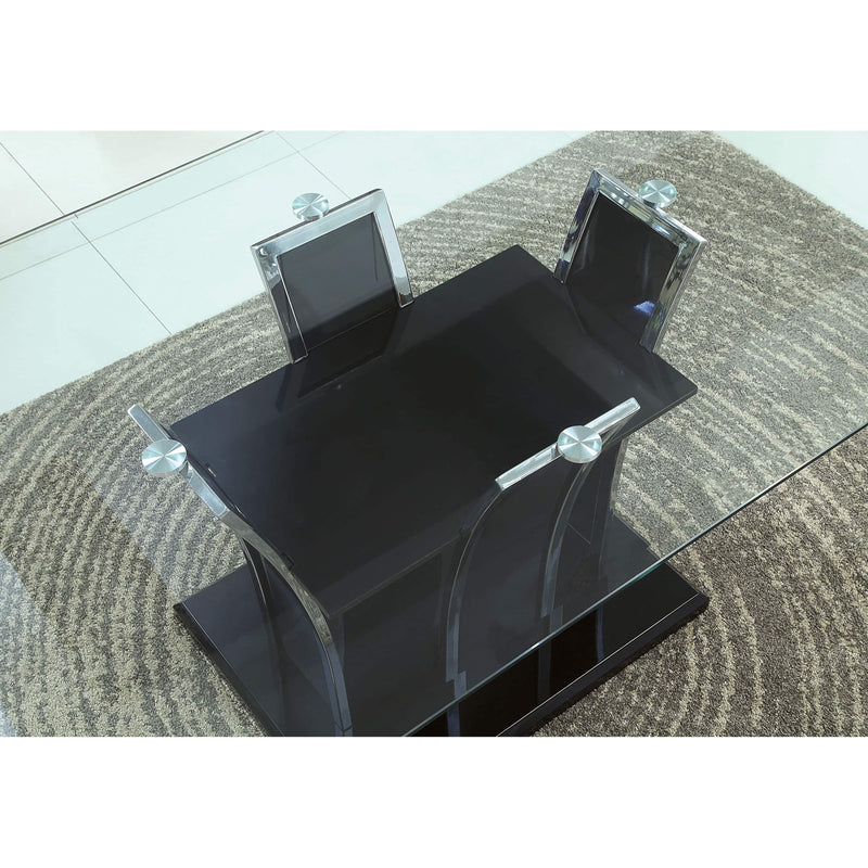 Furniture of America Glenview Dining Table with Glass Top and Pedestal Base CM8372BK-T-TABLE IMAGE 2