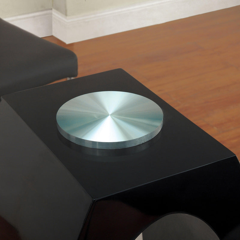 Furniture of America Square Lodia Dining Table with Glass Top and Pedestal Base CM3825BK-T-TABLE IMAGE 2