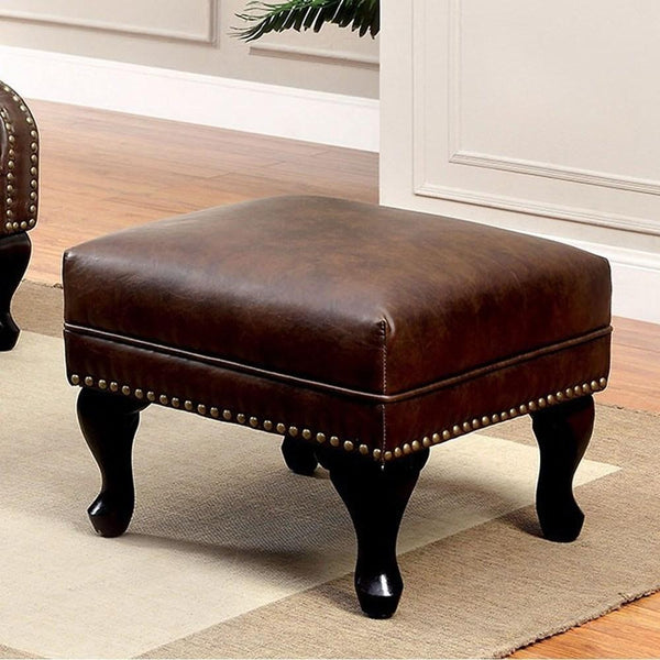 Furniture of America Vaugh Leather Ottoman CM-AC6801BR-OT IMAGE 1