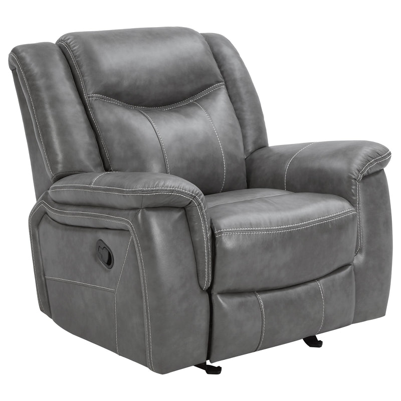 Coaster Furniture Conrad 650356 Upholstered Padded Arm Glider Recliner - Grey IMAGE 1