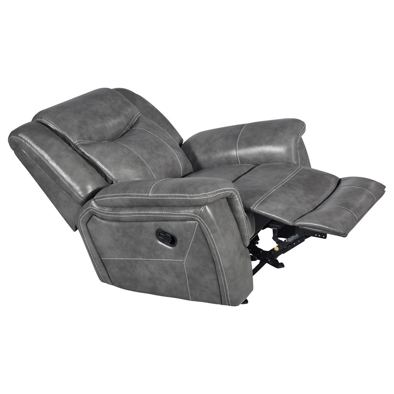 Coaster Furniture Conrad 650356 Upholstered Padded Arm Glider Recliner - Grey IMAGE 3