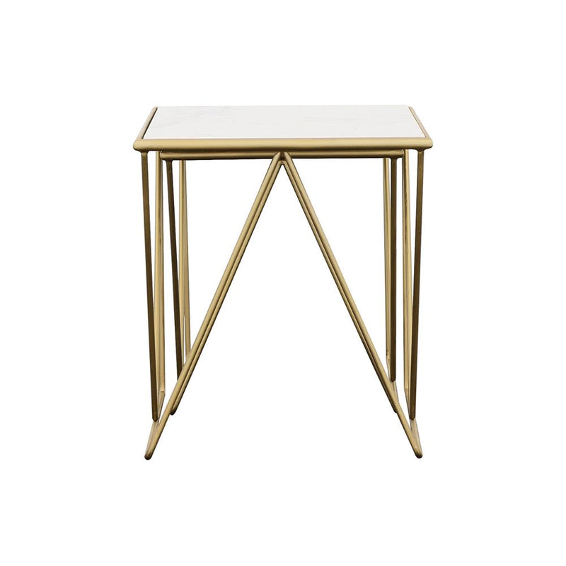 Coaster Furniture Bette 930075 2-piece Marble Top Nesting Table Set - White and Gold IMAGE 5