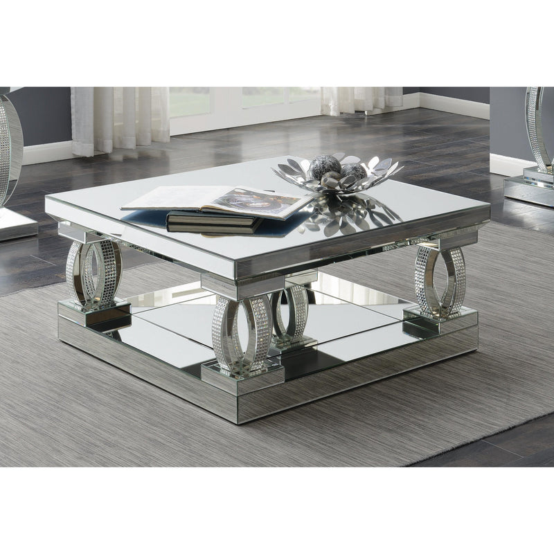 Coaster Furniture Amalia 722518 Square Mirrored Acrylic Crystal Coffee Table - Silver IMAGE 3