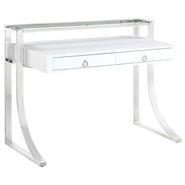 Coaster Furniture Gemma 802141 48-inch 2-Drawer Writing Desk - White High Gloss IMAGE 1