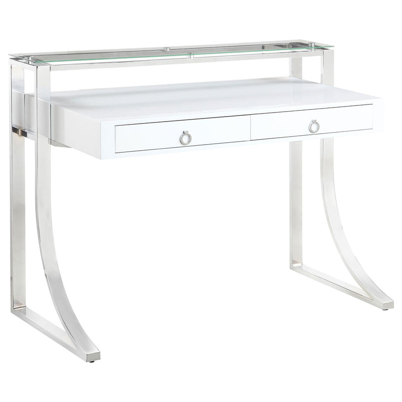 Coaster Furniture Gemma 802141 48-inch 2-Drawer Writing Desk - White High Gloss IMAGE 1