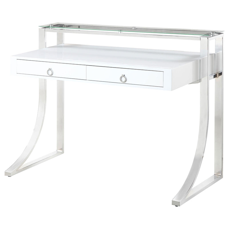 Coaster Furniture Gemma 802141 48-inch 2-Drawer Writing Desk - White High Gloss IMAGE 3