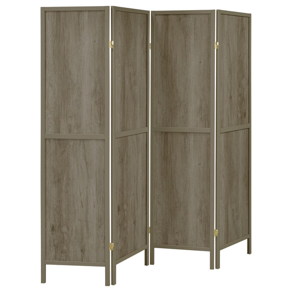 Coaster Furniture Deepika 961415 4-Panel Room Divider Folding Screen - Grey Driftwood IMAGE 1