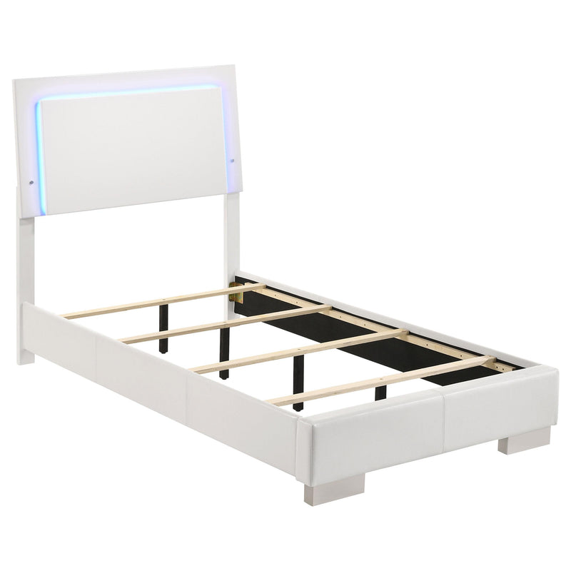 Coaster Furniture Felicity 203500T Wood Twin LED Panel Bed - White High Gloss IMAGE 1