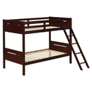 Coaster Furniture Littleton 405051BRN Wood Twin Over Twin Bunk Bed - Espresso IMAGE 1