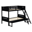 Coaster Furniture Littleton 405052BLK Wood Twin Over Full Bunk Bed - Black IMAGE 1