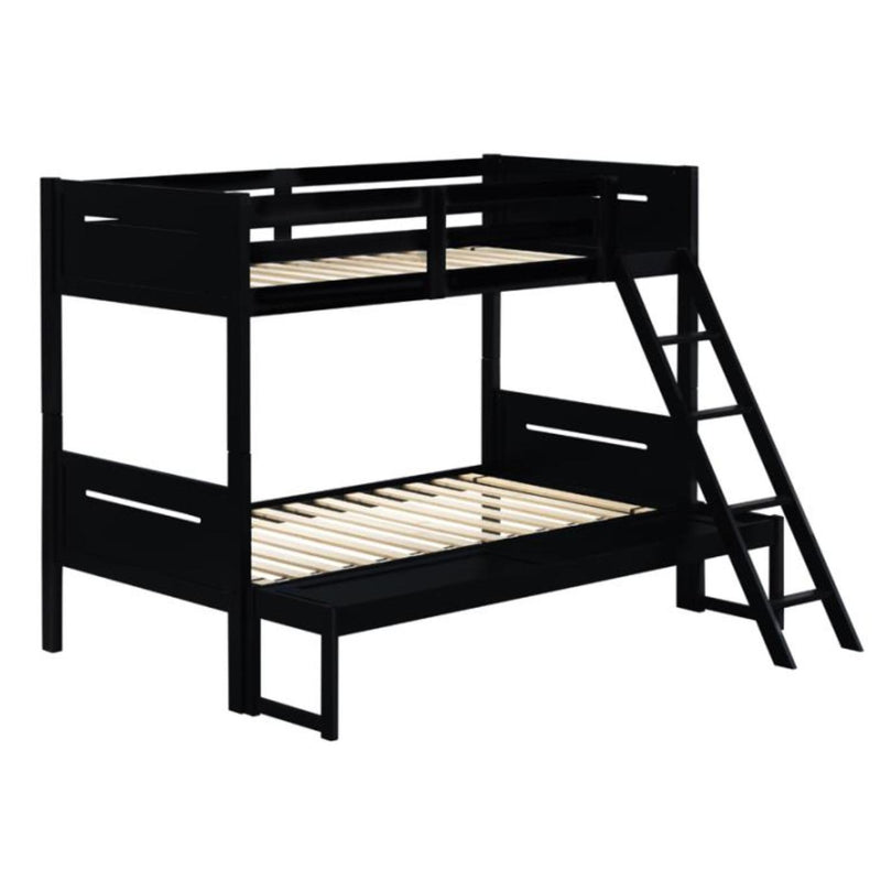 Coaster Furniture Littleton 405052BLK Wood Twin Over Full Bunk Bed - Black IMAGE 1