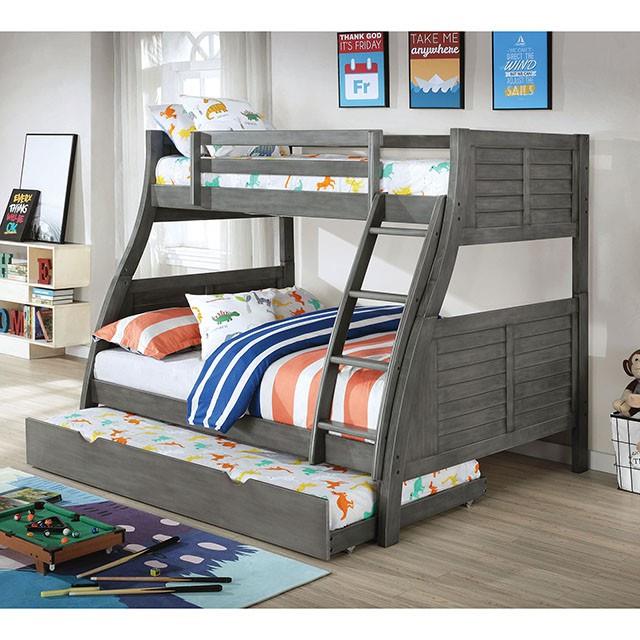 Furniture of America Hoople CM-BK963GY Twin/Full Bunk Bed IMAGE 2