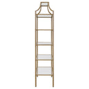 Coaster Furniture Serena 804393 70-inch 5-shelf Glass Bookshelf - Gold IMAGE 3