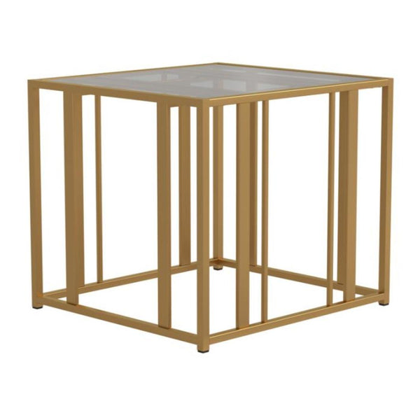 Coaster Furniture Adri 723607 Rectangular Glass Top Side End Table - Matte Brass IMAGE 1