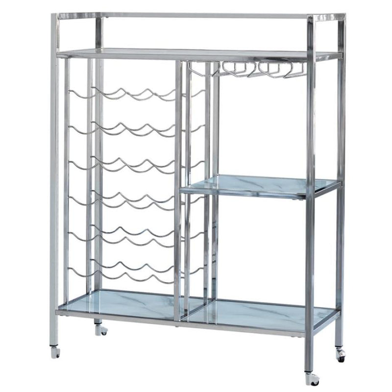 Coaster Furniture Derion 181370 3-tier Rectangular Glass Shelf Metal Bar Cart - Chrome IMAGE 1