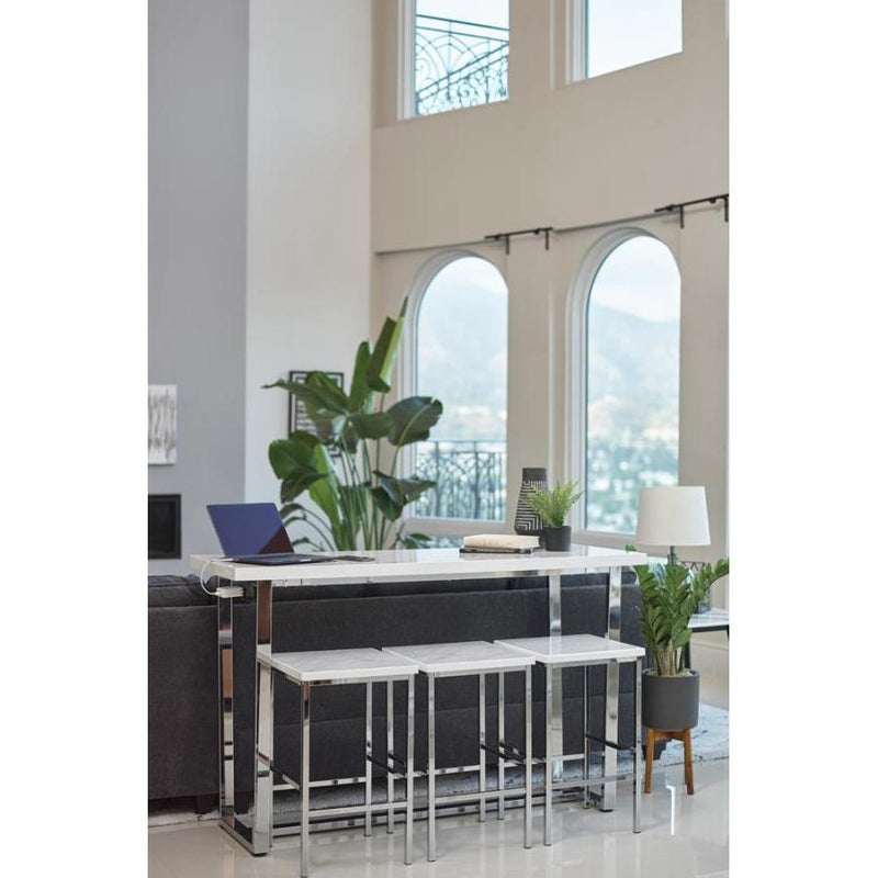 Coaster Furniture Marmot 182253 4-piece Rectangular Counter Height Table Set - Chrome IMAGE 3