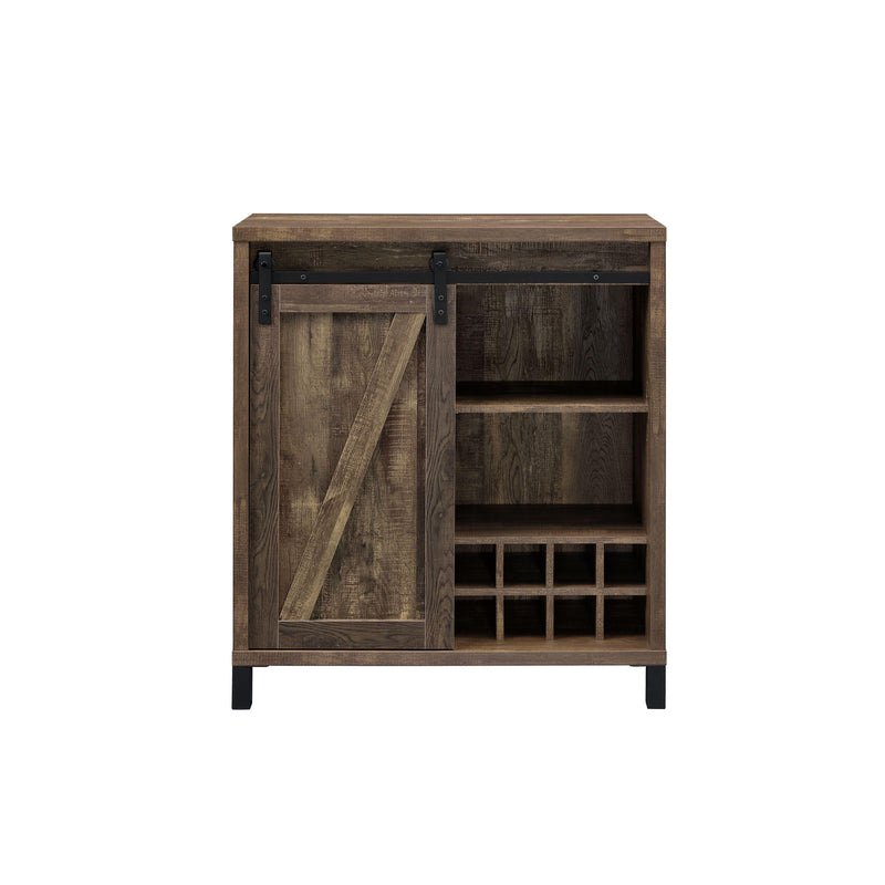 Coaster Furniture Arlington 182852 Sliding Door Home Bar Wine Cabinet - Rustic Oak IMAGE 2