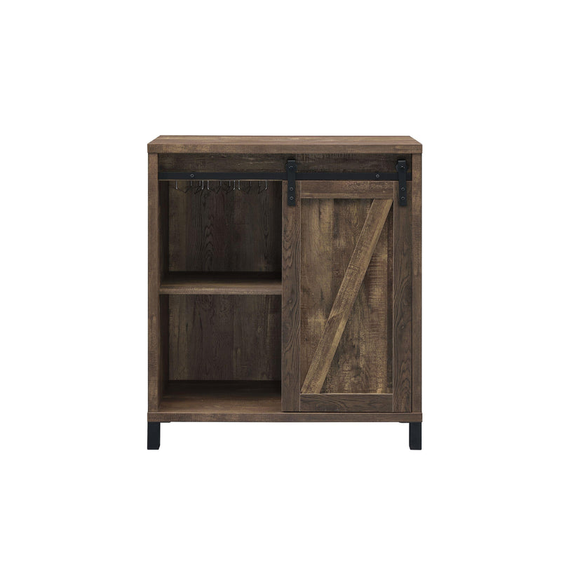 Coaster Furniture Arlington 182852 Sliding Door Home Bar Wine Cabinet - Rustic Oak IMAGE 3