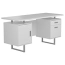 Coaster Furniture Lawtey 803521 60-inch 2-Drawer Computer Desk - White High Gloss IMAGE 1