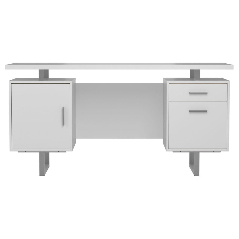 Coaster Furniture Lawtey 803521 60-inch 2-Drawer Computer Desk - White High Gloss IMAGE 4