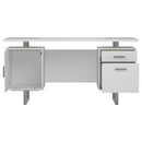 Coaster Furniture Lawtey 803521 60-inch 2-Drawer Computer Desk - White High Gloss IMAGE 5