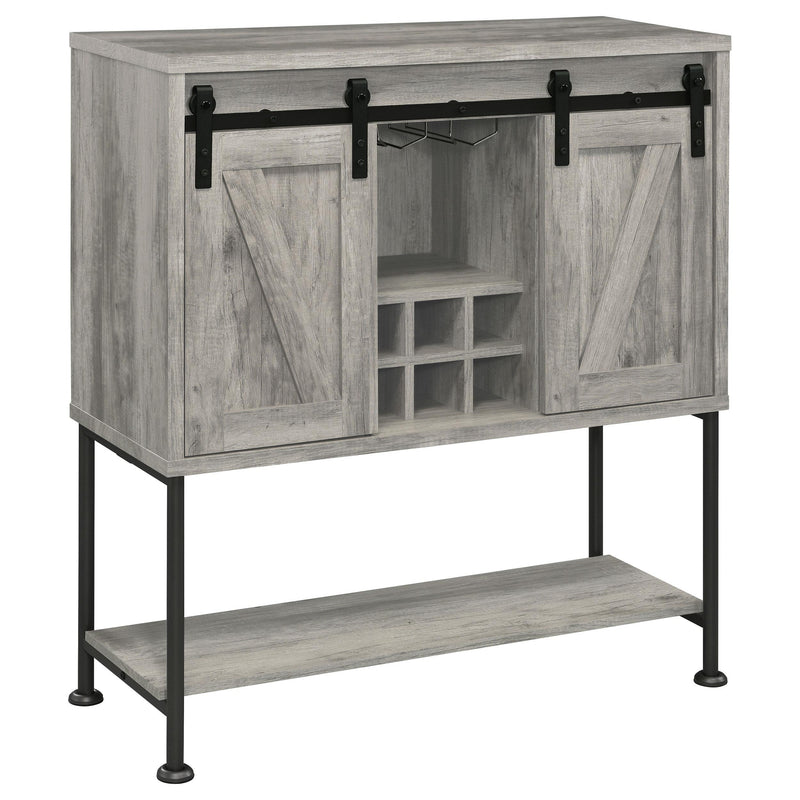 Coaster Furniture Claremont 183038 Sliding Door Home Bar Wine Cabinet - Grey Driftwood IMAGE 1