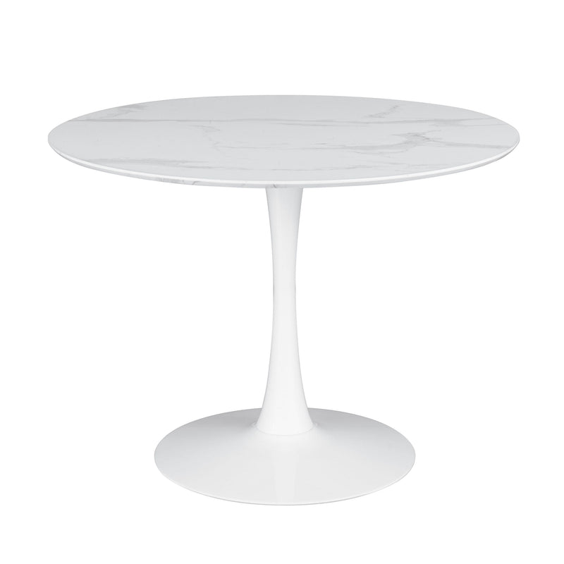 Coaster Furniture Arkell 193051 Round 40-inch Faux Marble Top Dining Table - White IMAGE 1
