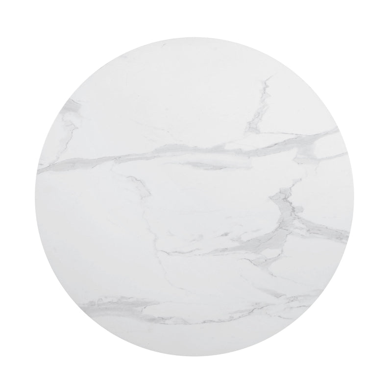 Coaster Furniture Arkell 193051 Round 40-inch Faux Marble Top Dining Table - White IMAGE 2