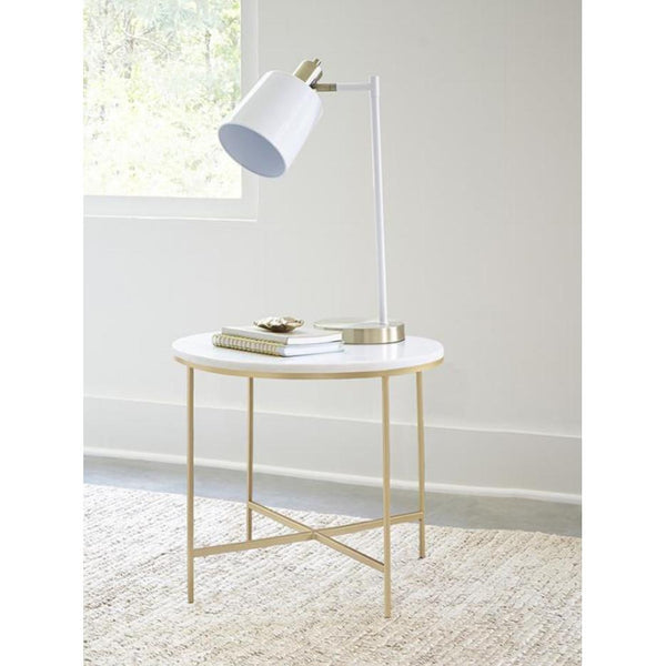 Coaster Furniture Ellison 723207 Round Marble Top Side End Table - White and Gold IMAGE 1
