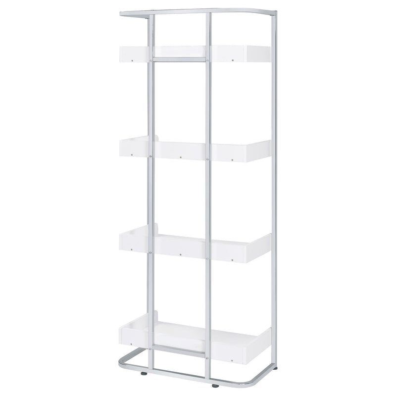 Coaster Furniture Ember 803402 68-inch 4-shelf Bookshelf - White High Gloss and Chrome IMAGE 7