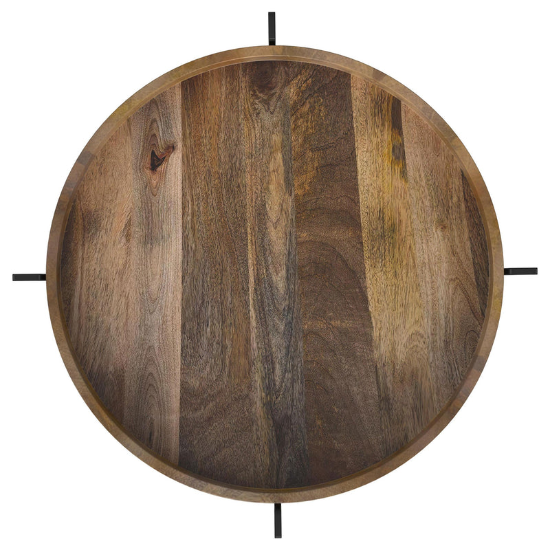 Coaster Furniture Adhvik 931218 Round End Side Table Marble Shelf - Natural and Black IMAGE 3