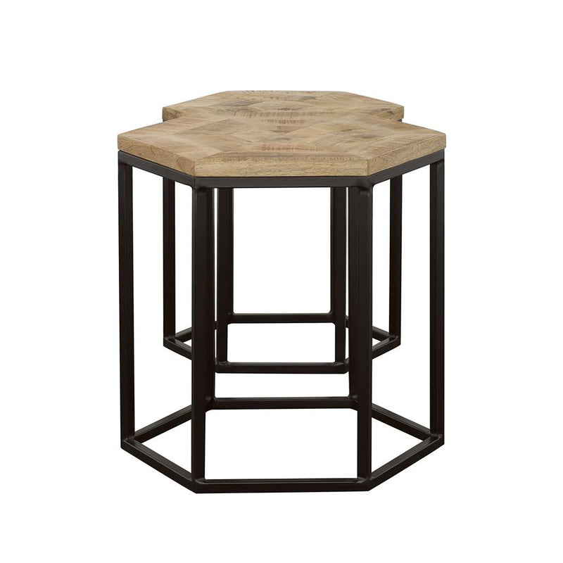 Coaster Furniture Adger 935844 2-piece Hexagonal Nesting Tables - Natural and Black IMAGE 5