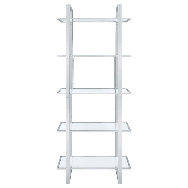 Coaster Furniture Hartford 805538 79-inch 5-shelf Glass Bookshelf - Chrome IMAGE 2