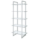 Coaster Furniture Hartford 805538 79-inch 5-shelf Glass Bookshelf - Chrome IMAGE 3