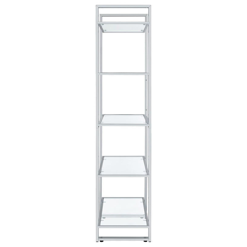 Coaster Furniture Hartford 805538 79-inch 5-shelf Glass Bookshelf - Chrome IMAGE 4