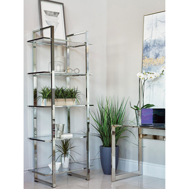 Coaster Furniture Hartford 805538 79-inch 5-shelf Glass Bookshelf - Chrome IMAGE 9