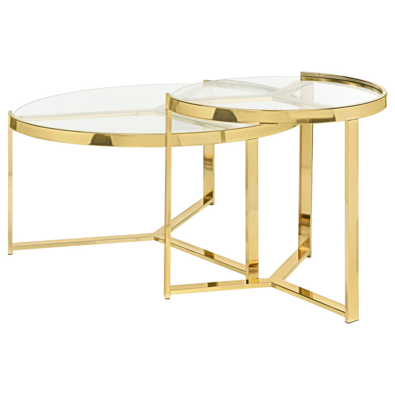 Coaster Furniture Delia 930251 2-Piece Round Glass Top Nesting Coffee Table - Gold IMAGE 5