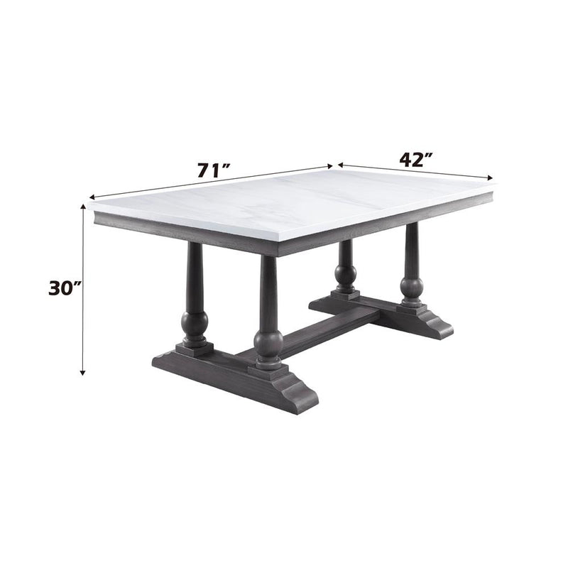 Calgary Furniture Emporium Yabeina Dining Table with Faux Marble Top and Trestle Base 73265 IMAGE 8
