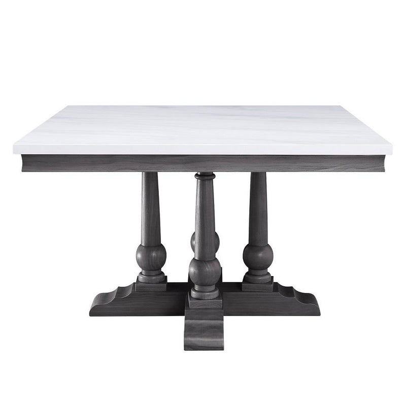 Calgary Furniture Emporium Square Yabeina Dining Table with Faux Marble Top and Trestle Base 73270 IMAGE 3