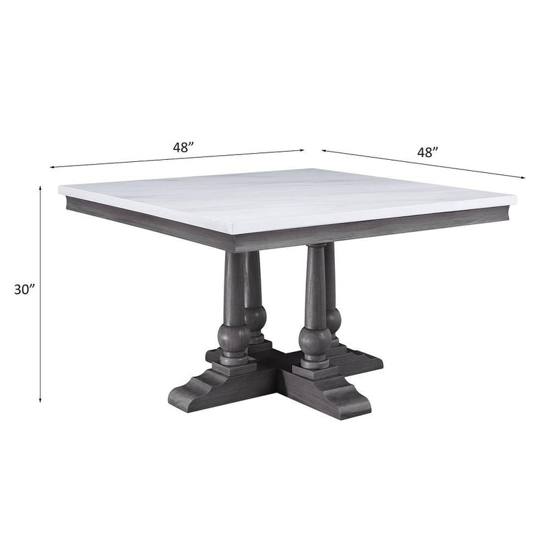 Calgary Furniture Emporium Square Yabeina Dining Table with Faux Marble Top and Trestle Base 73270 IMAGE 5