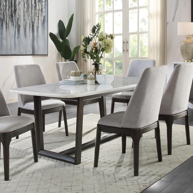 Calgary Furniture Emporium Madan Dining Table with Marble Top and Trestle Base DN00059 IMAGE 1