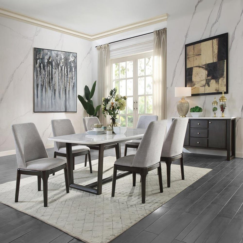 Calgary Furniture Emporium Madan Dining Table with Marble Top and Trestle Base DN00059 IMAGE 6