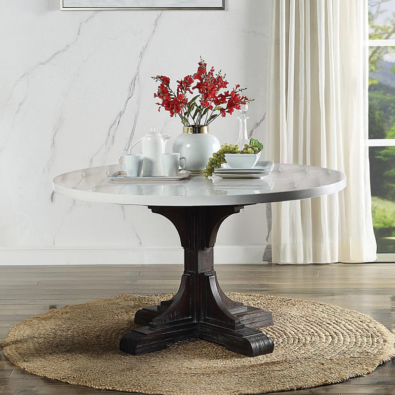 Calgary Furniture Emporium Round Gerardo Dining Table with Marble Top and Pedestal Base DN00090 IMAGE 1