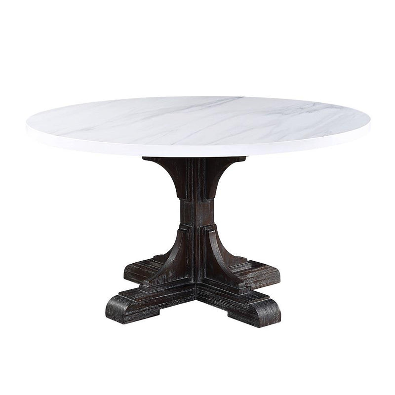 Calgary Furniture Emporium Round Gerardo Dining Table with Marble Top and Pedestal Base DN00090 IMAGE 2