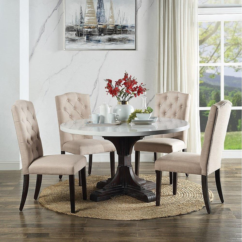 Calgary Furniture Emporium Round Gerardo Dining Table with Marble Top and Pedestal Base DN00090 IMAGE 5
