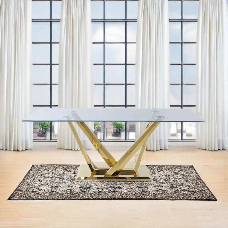 Calgary Furniture Emporium Barnard Dining Table with Glass Top and Pedestal Base DN00219 IMAGE 1
