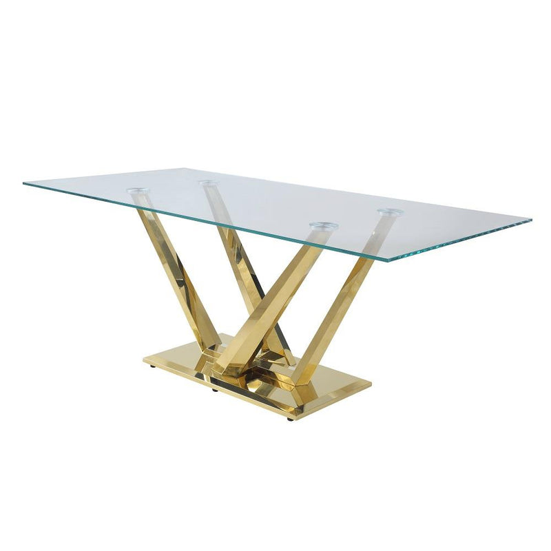 Calgary Furniture Emporium Barnard Dining Table with Glass Top and Pedestal Base DN00219 IMAGE 2