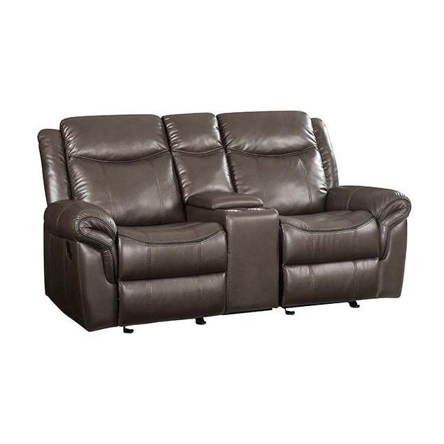 Calgary Furniture Emporium Lydia Reclining Leather Air Loveseat with Console LV00655 IMAGE 1