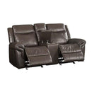 Calgary Furniture Emporium Lydia Reclining Leather Air Loveseat with Console LV00655 IMAGE 2