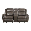Calgary Furniture Emporium Lydia Reclining Leather Air Loveseat with Console LV00655 IMAGE 3